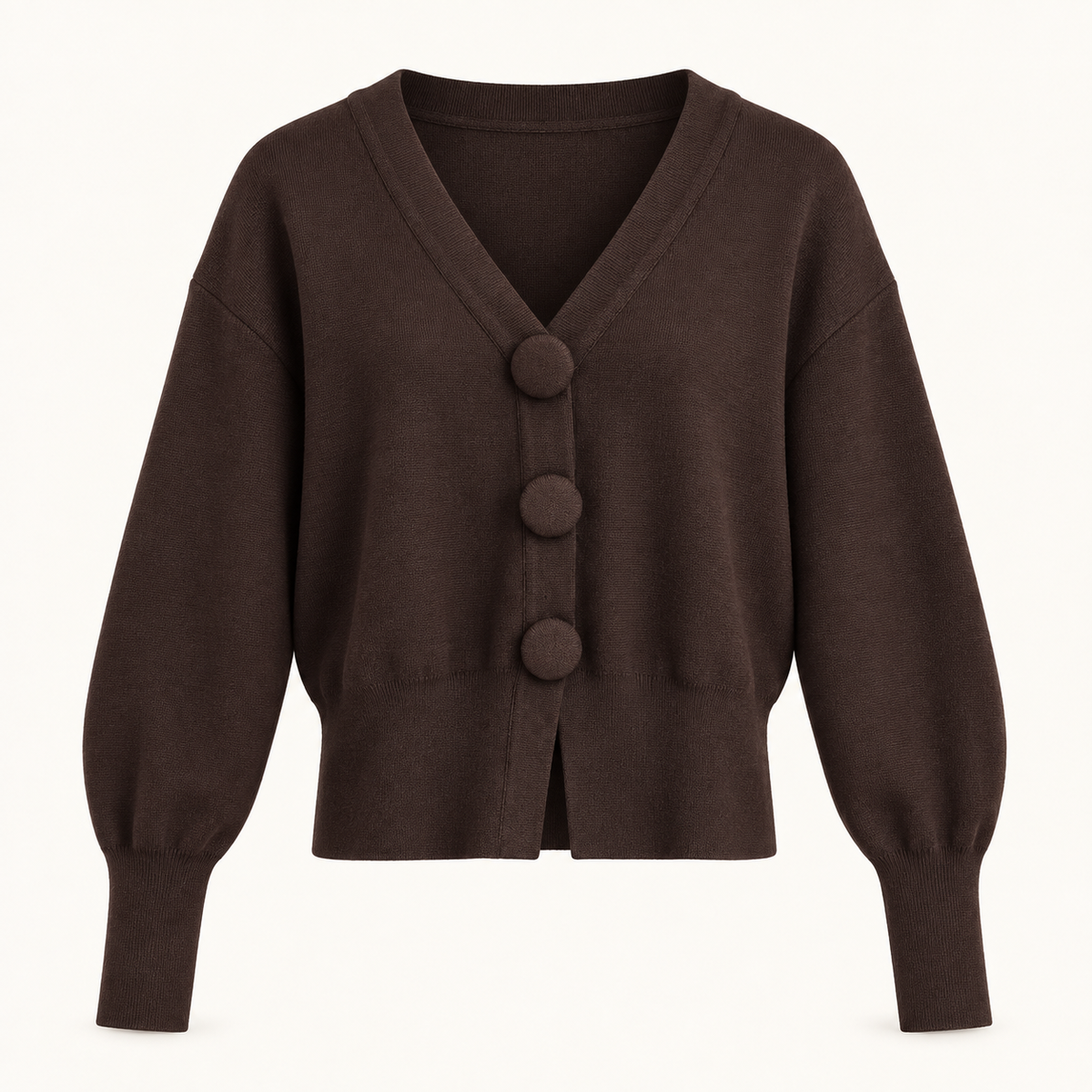 Brown Large Button Cardi