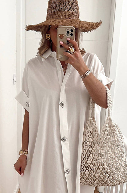 Diamante Oversized Midaxi Shirt Dress