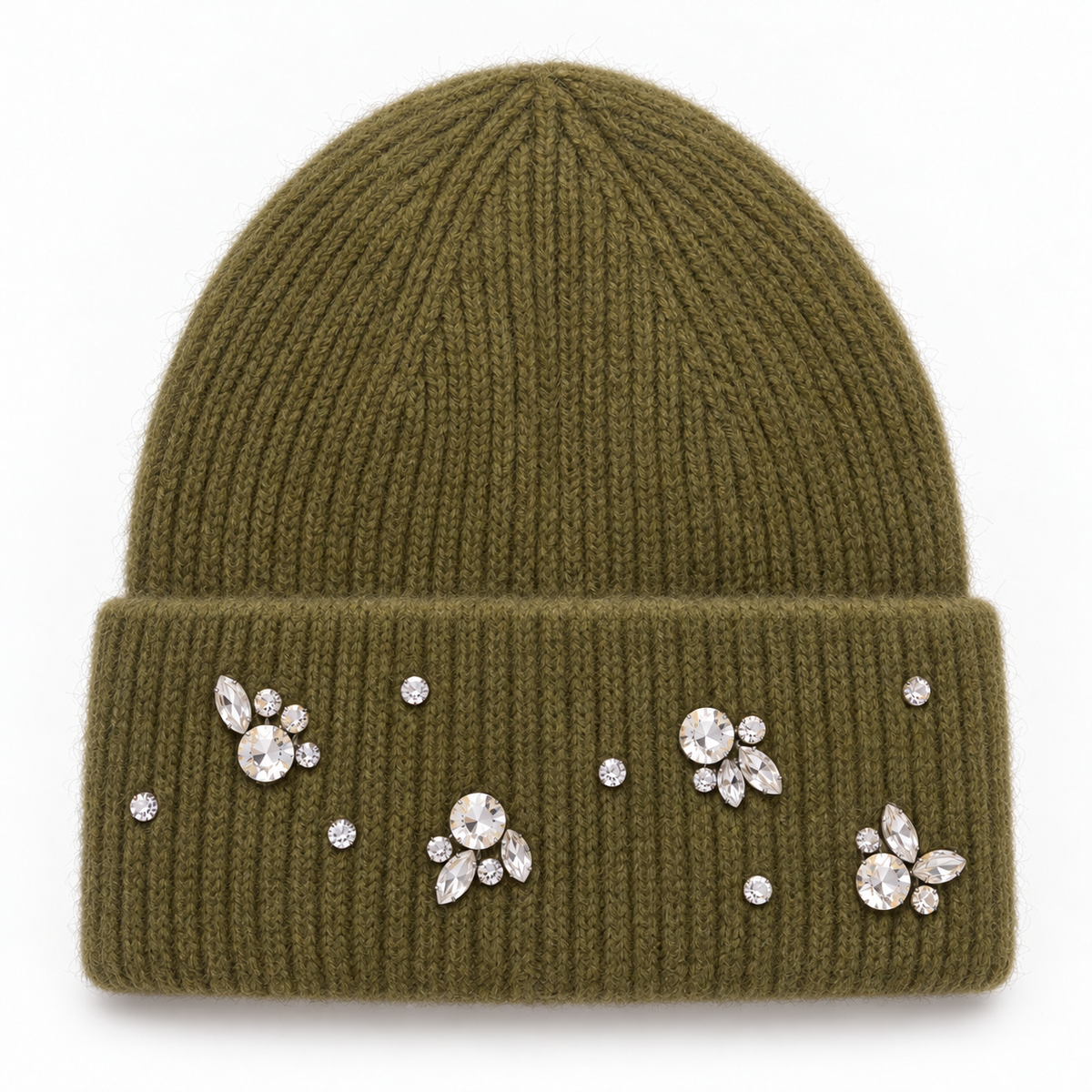 Green Crystal Embellish Beanie