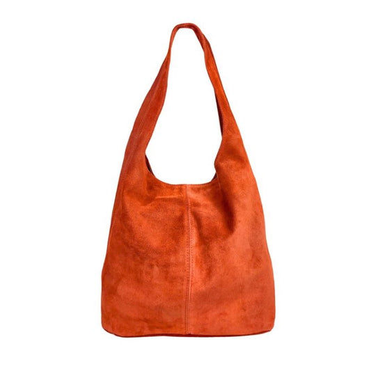 Orange Suede Hobo Bag