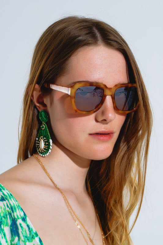Chunky Square Sunglasses With Yellow Tinted Frame