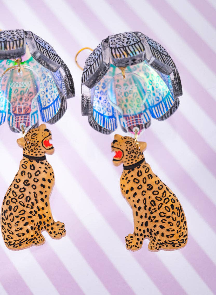 Leopard Lamp Shade Earrings - Iridescent | Tatty Devine