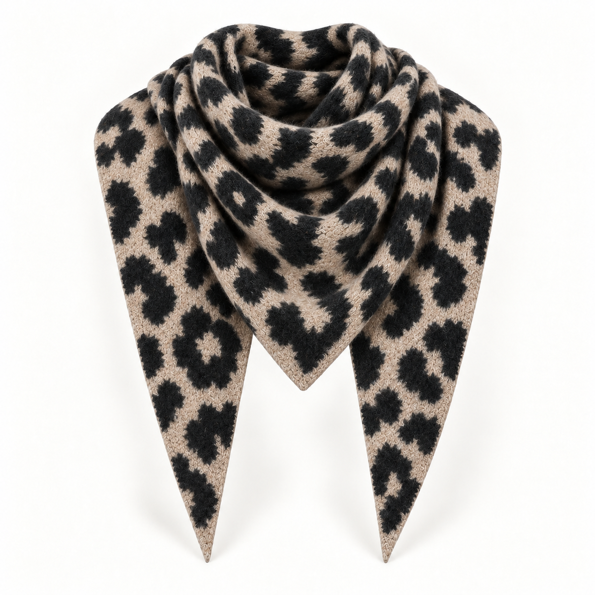 Leopard Knitted Triangle Scarf