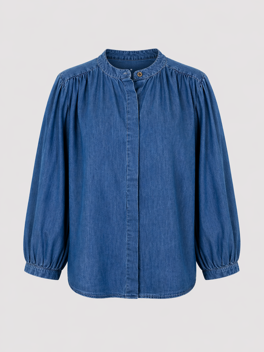 Denim Grandad Collar Shirt