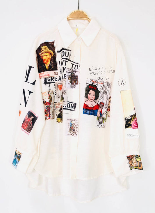 Cream Tarot Printed Shirt
