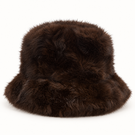 Brown Faux Fur Bucket Hat