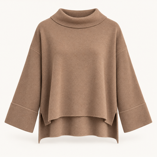 Camel Funnel Neck Jumper