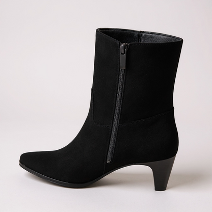 Black Suedette Low Point Ankle Boot