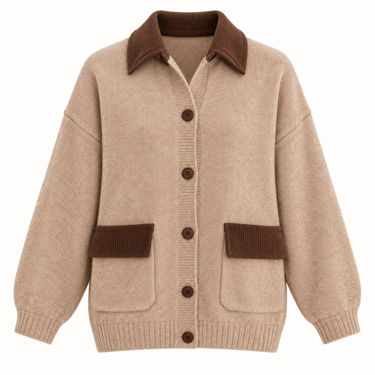 Beige/Brown Knitted Cardi