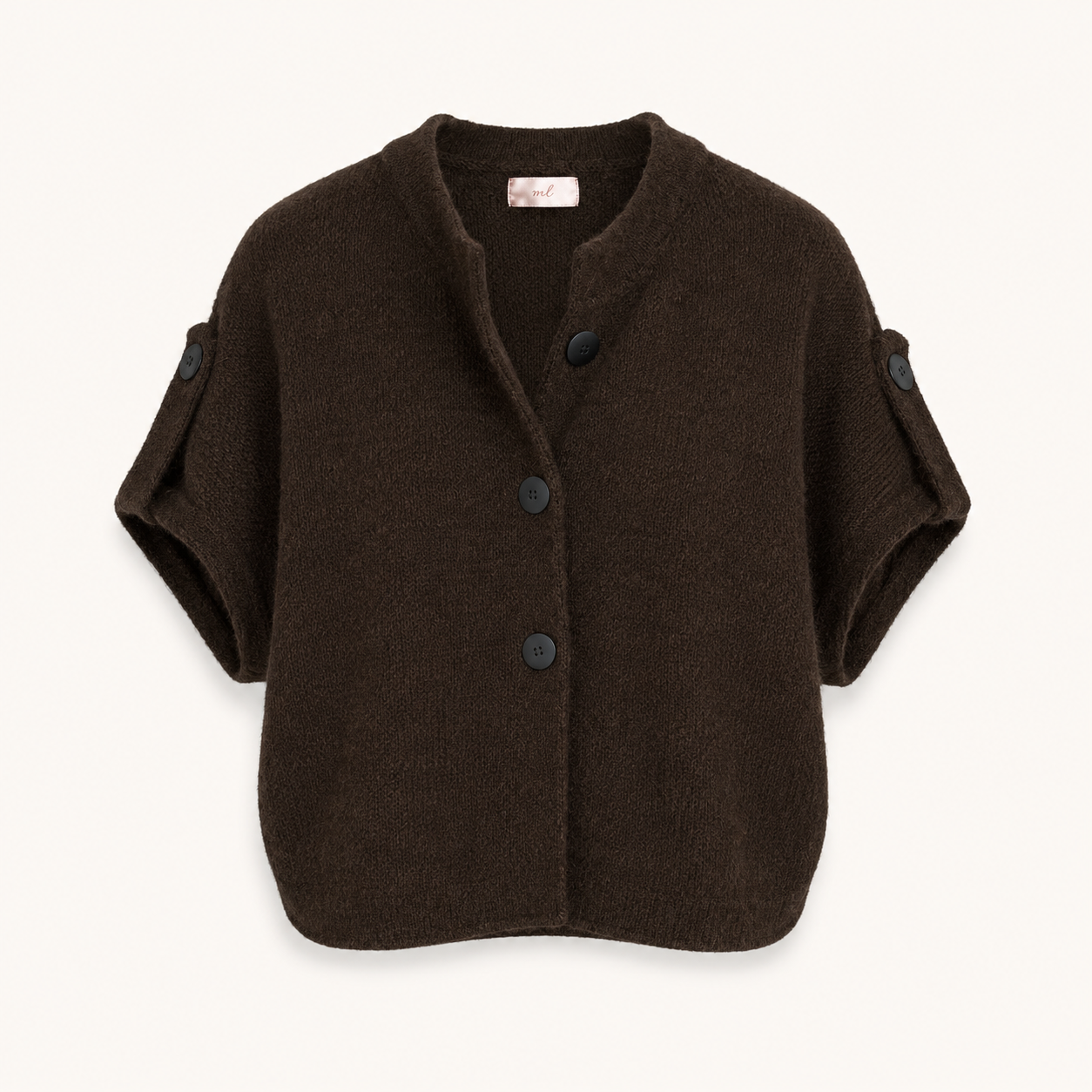 Brown Short Sleeve Knitted Jacket