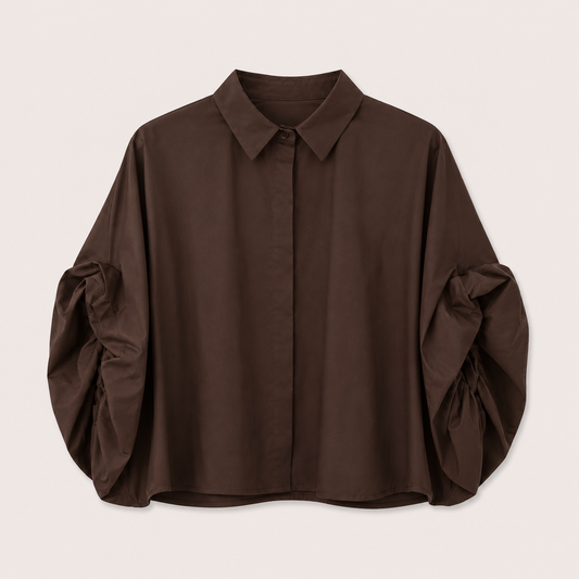 Brown Puff Sleeve Shirt