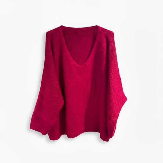 Bright Berry Pink Mohair Mix Slouchy Jumper