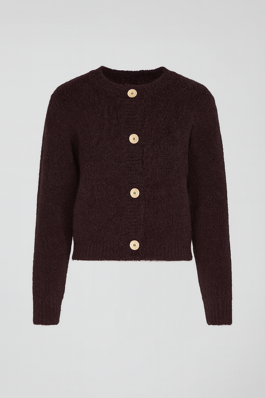 Brown Button Up Long Sleeve Cardigan