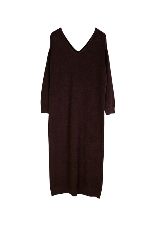 Brown Knitted Jumper Dress