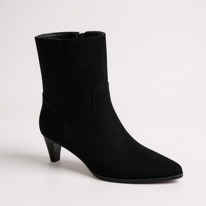 Black Suedette Low Point Ankle Boot