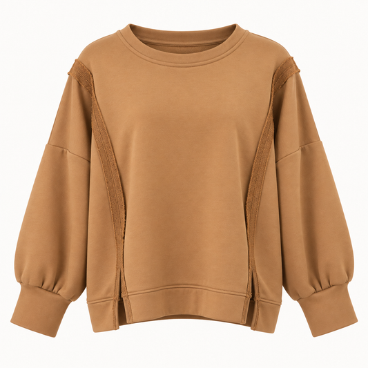Camel Raw Seam Sweater