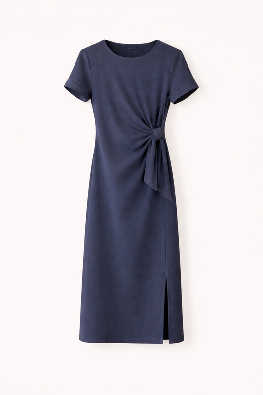 Navy Tie Front T-Shirt Dress