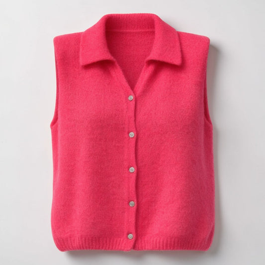 Bright Coral Button Tank Top