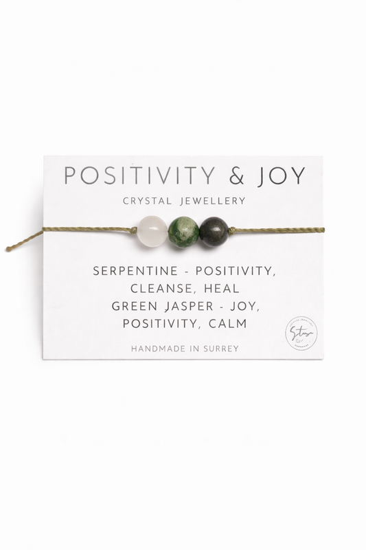 Positivity and Joy Crystal Bracelet with Serpentine and Green Jasper