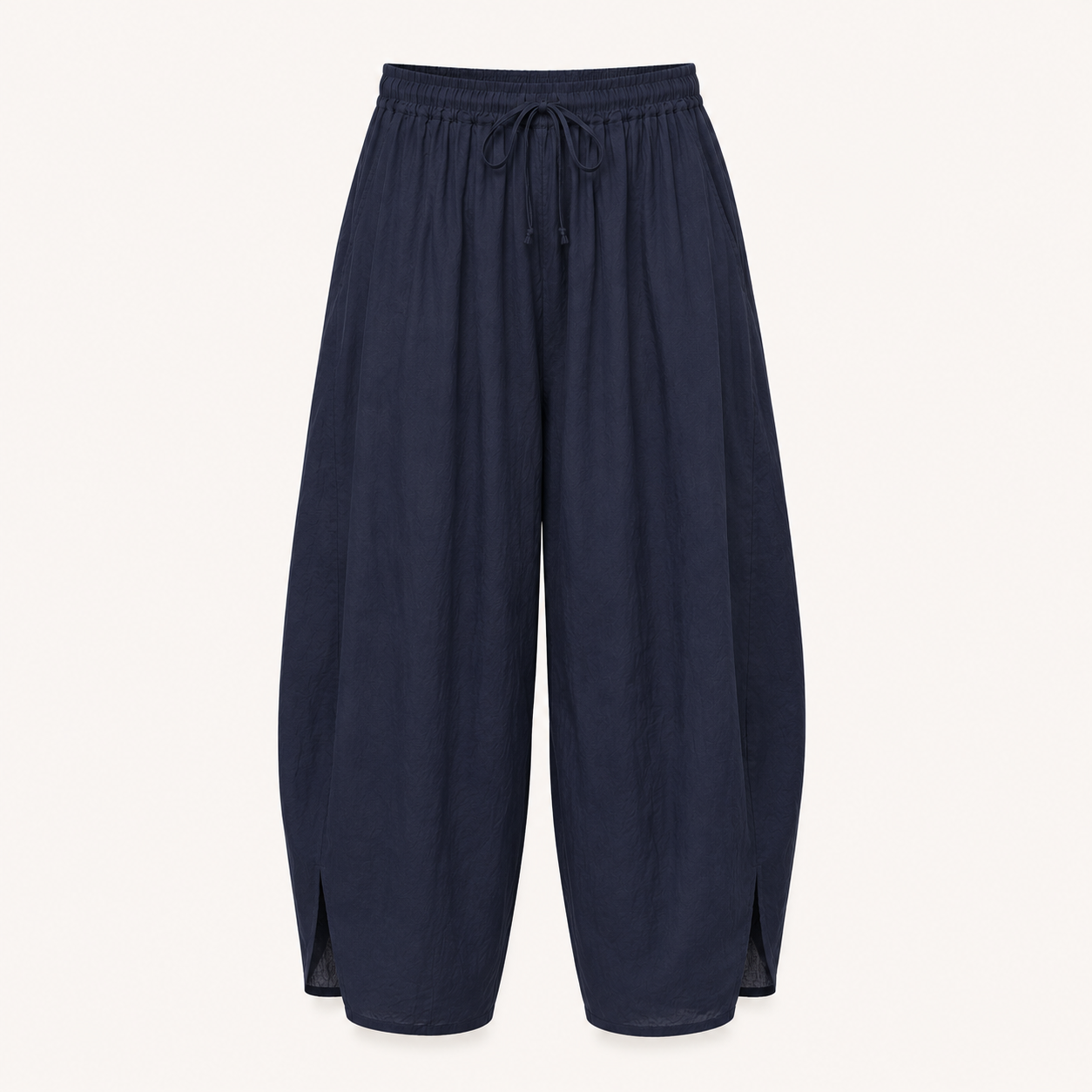 Navy Cotton Cocoon Trouers