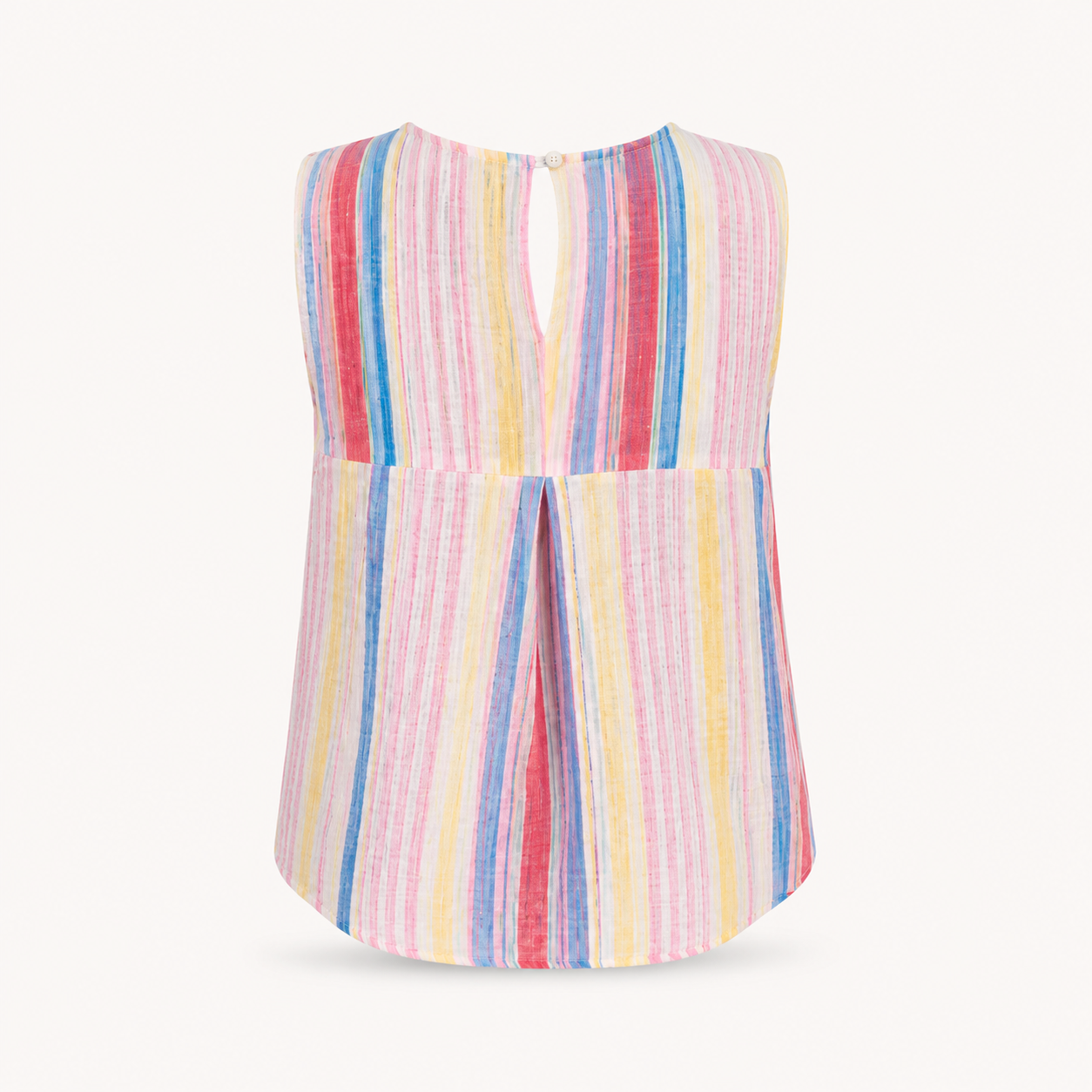 Pastel Stripe Cotton Top with Pleat Back