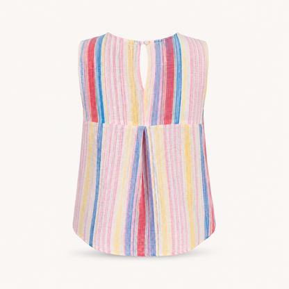 Pastel Stripe Cotton Top with Pleat Back