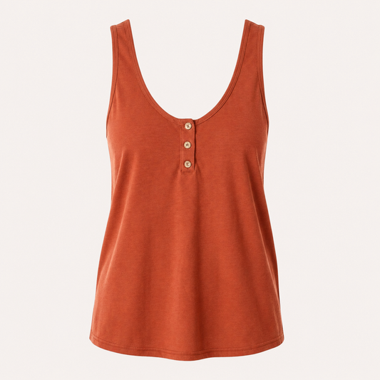 Coral Linen Blend Button Front Vest Top
