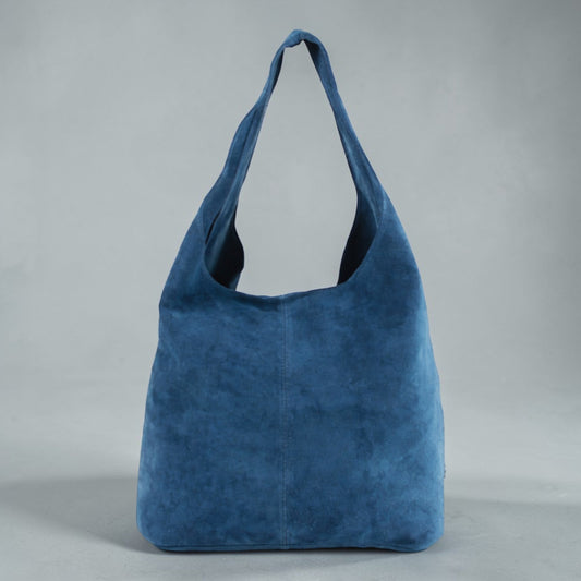Blue Suede Hobo Bag
