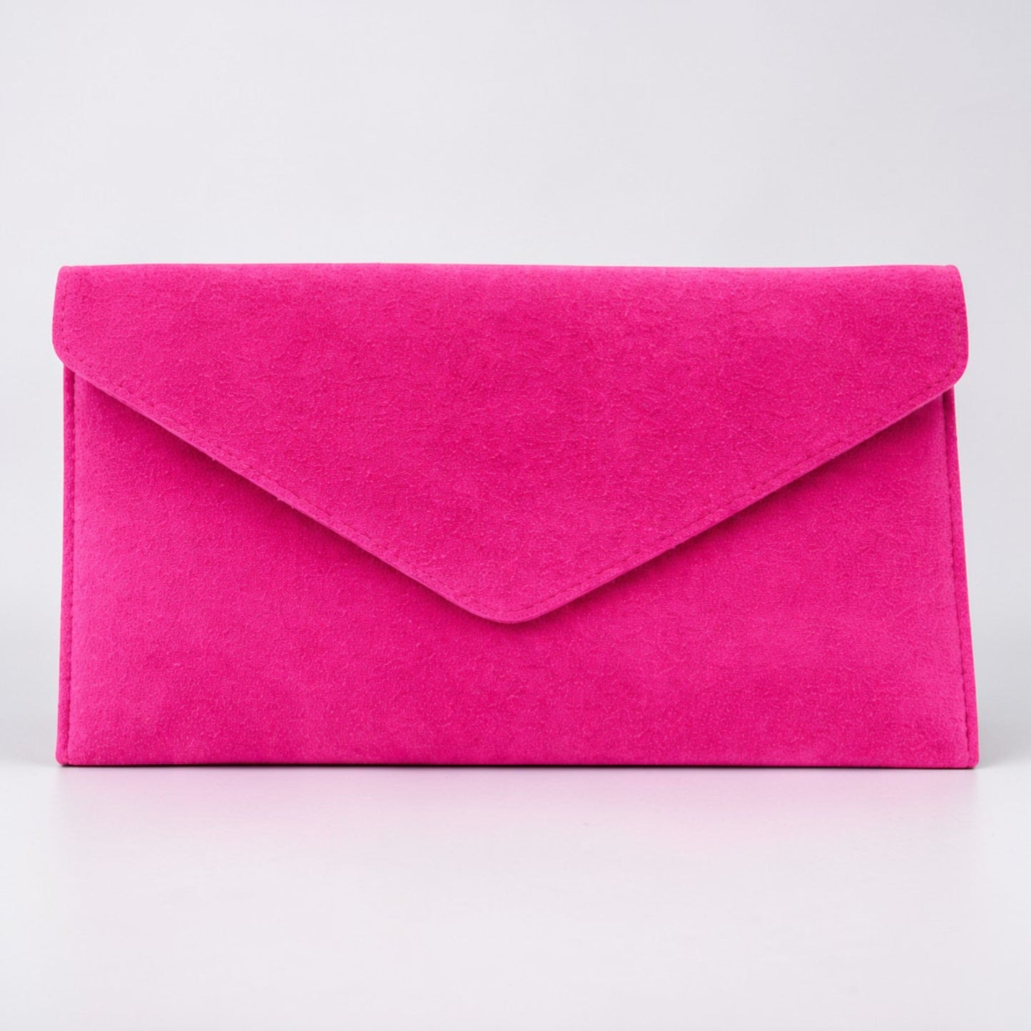 Fuchsia Large Suede Clutch with Removeable Cross Body Strap
