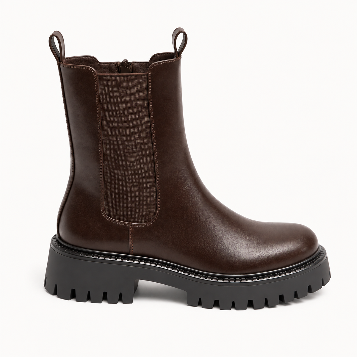 Brown Chunky Sole Ankle Boot