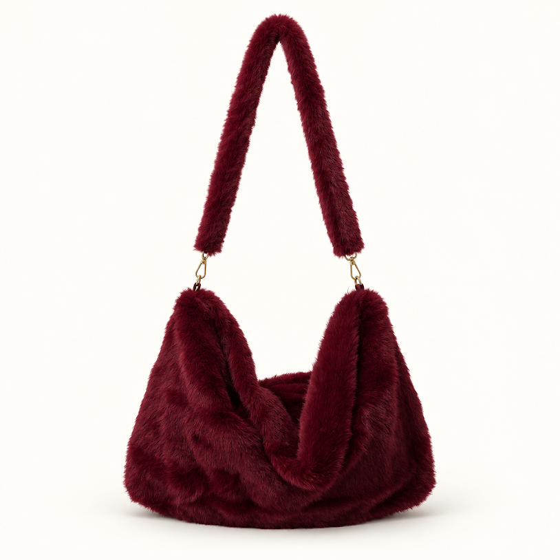 Red Faux Fur Cross Body