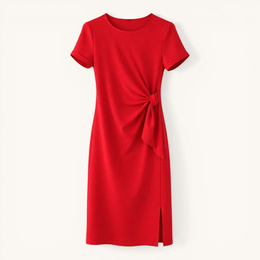 Red Tie Front T-Shirt Dress