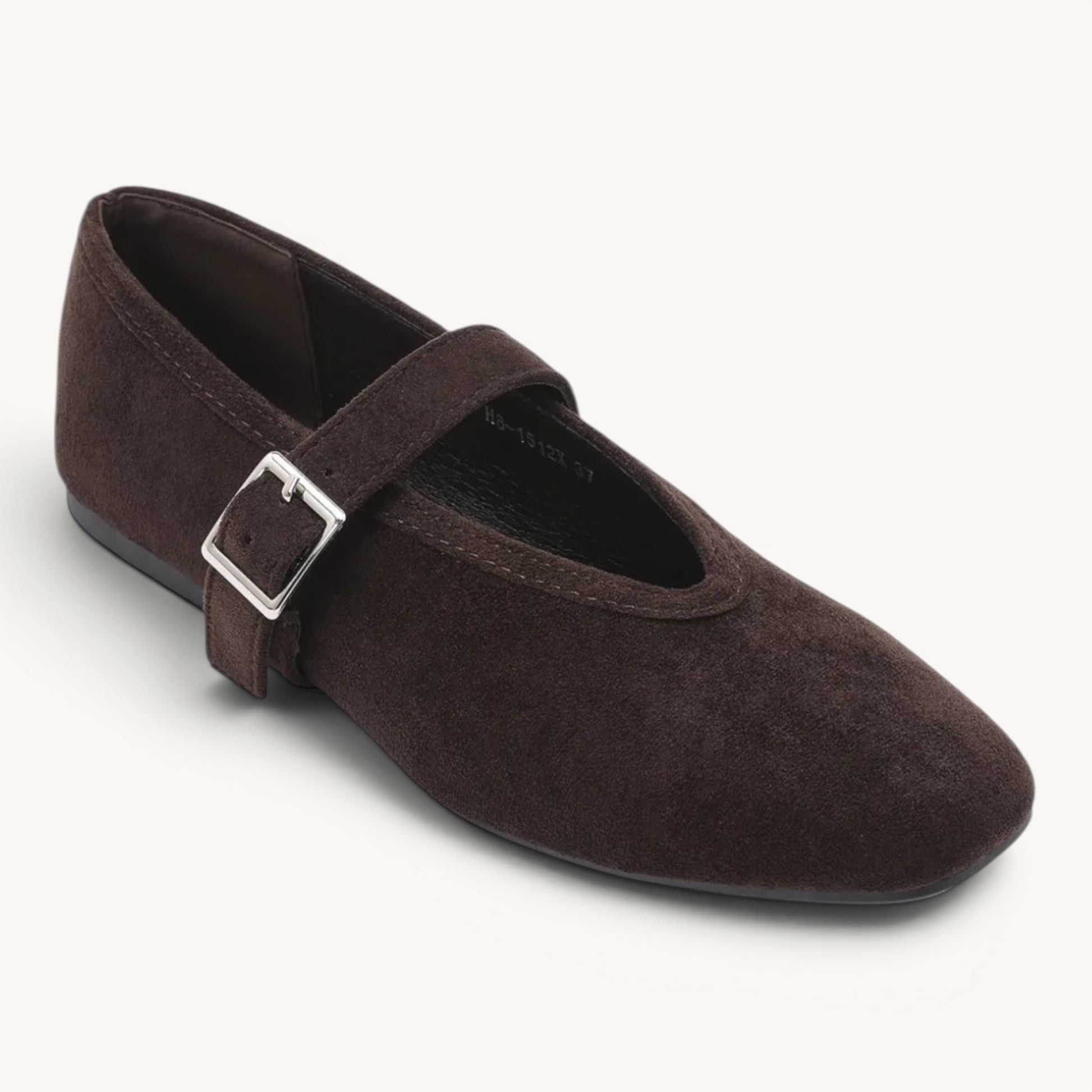 Feather & Sole brown faux suede ballerina flat with a padded inner and flexible sole.