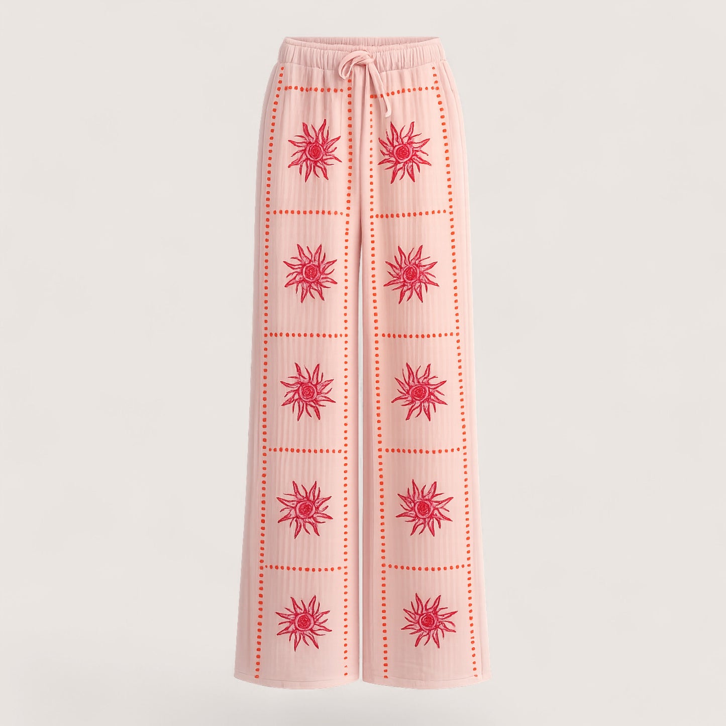 Cotton Embroidered Drawstring Trousers