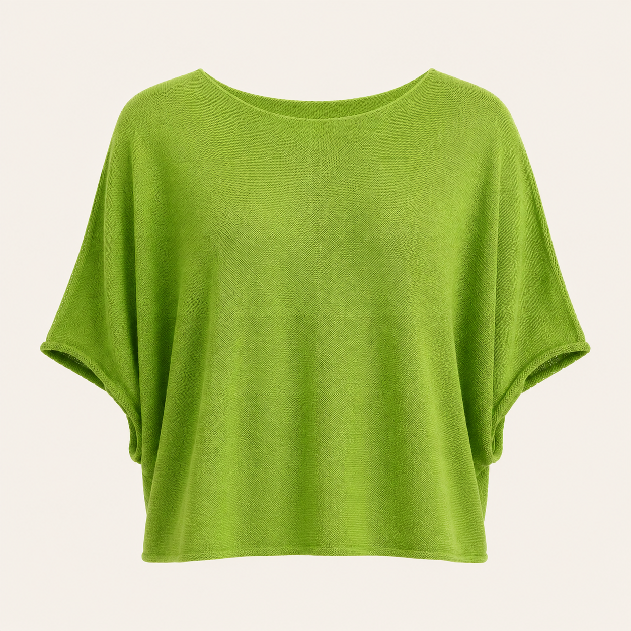 Feather & Sole green lightweight cotton knit top with a relaxed fit.
