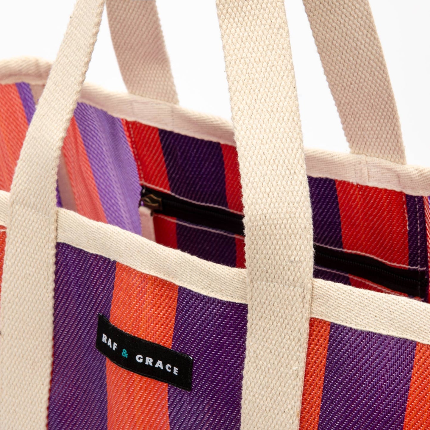 Purple/Orange Striped Beach/Tote Bag