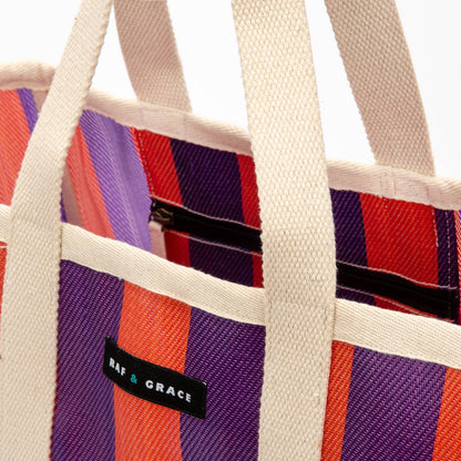 Purple/Orange Striped Beach/Tote Bag