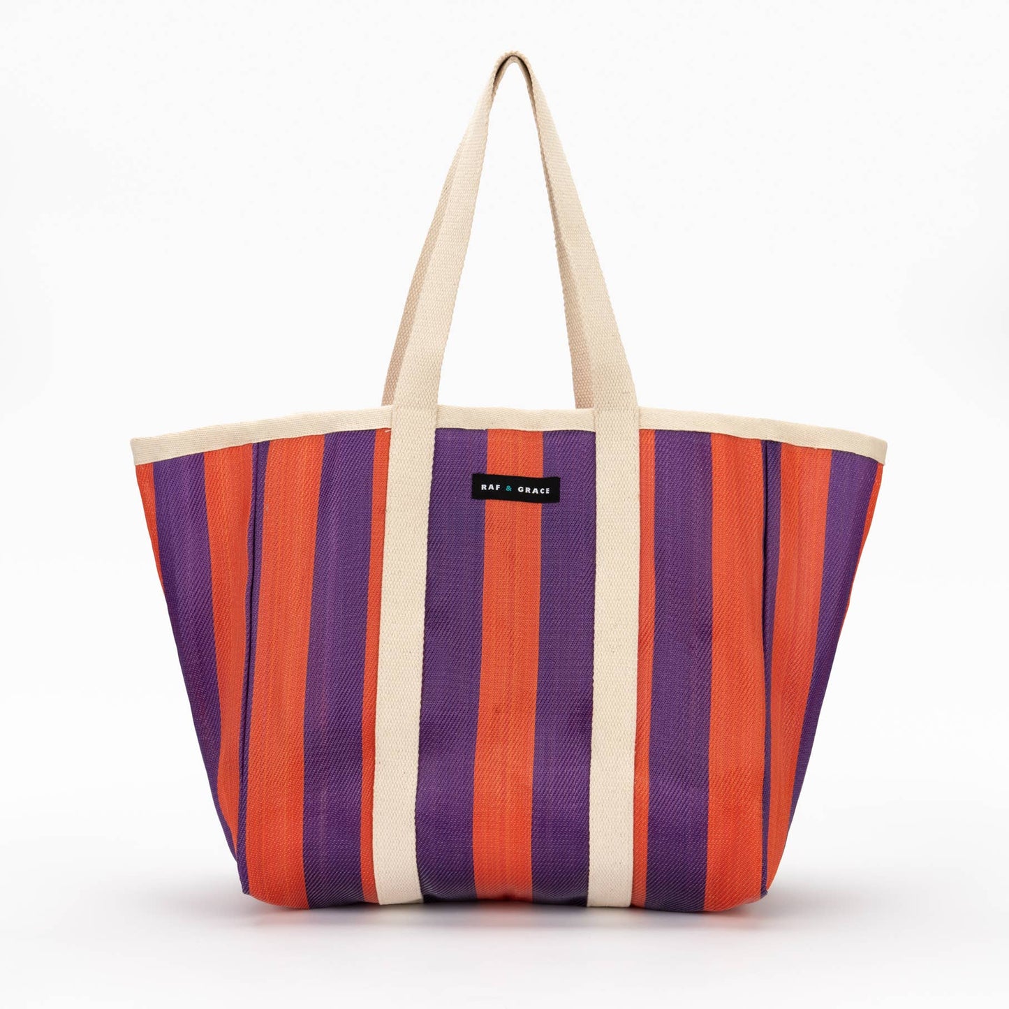 Purple/Orange Striped Beach/Tote Bag