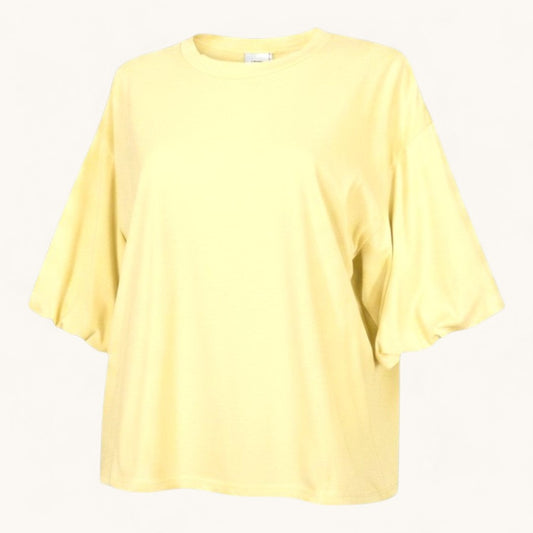 Yellow Cotton Puff Sleeve T-Shirt