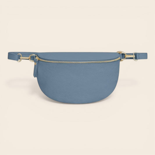 Pale Blue Large Leather Cross Body Bag