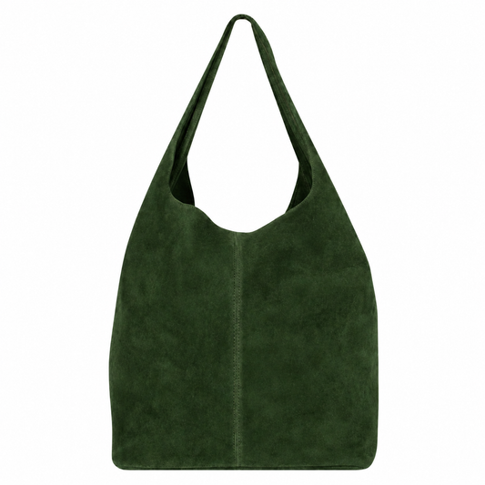 Dark Green Suede Hobo Bag