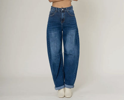 Denim Stretch Barrel Leg Jeans