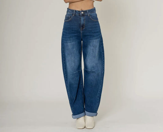 Denim Stretch Barrel Leg Jeans