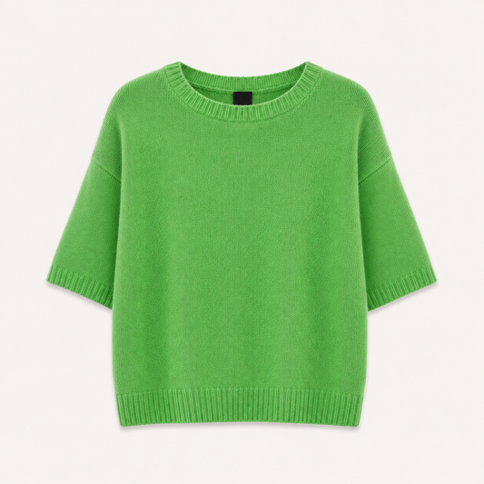 Bright Green Boat Neck 3/4 Sleeve Knit Jumper