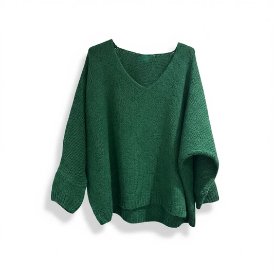 Green Mohair Mix Slouchy Jumper
