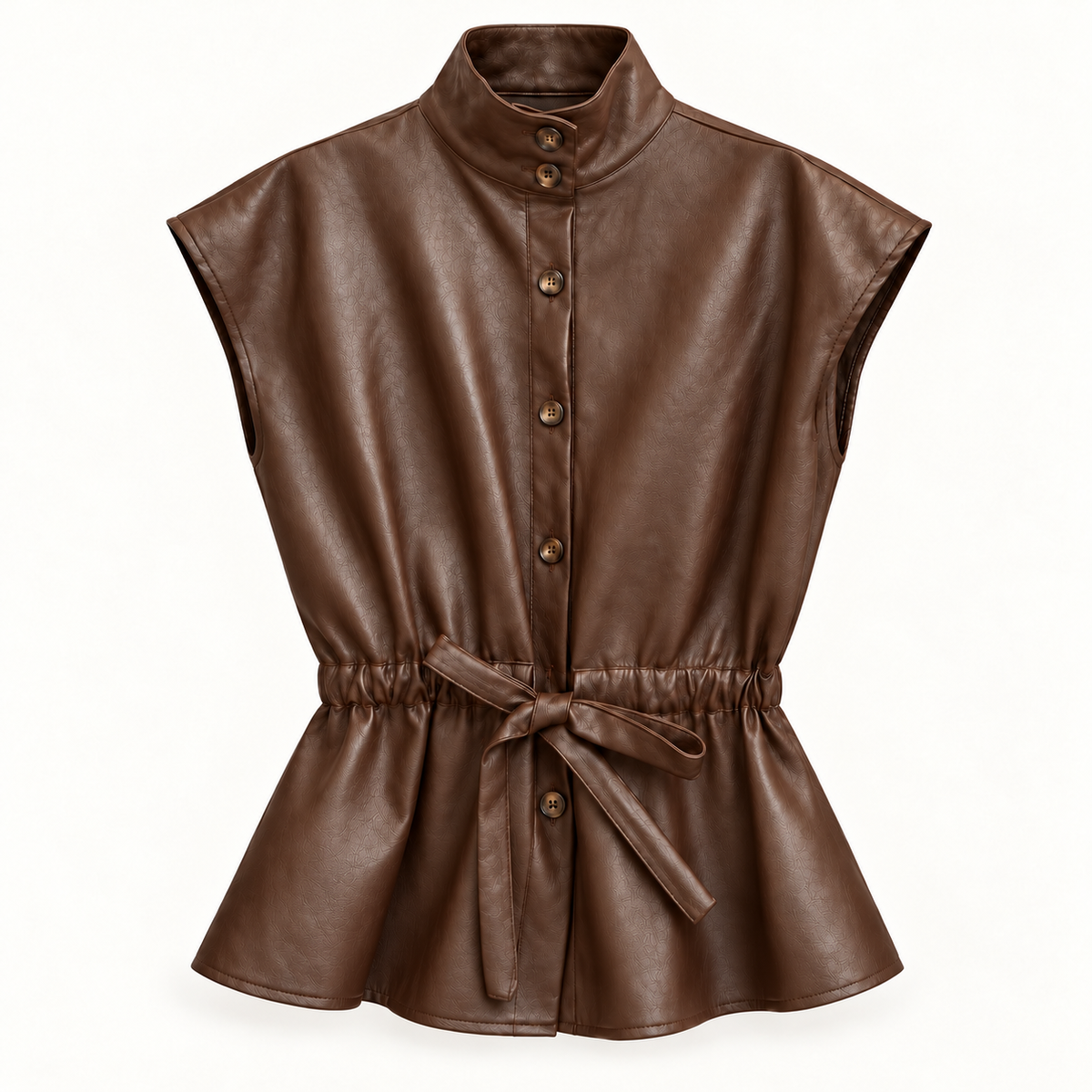 Brown Faux Leather Gillet