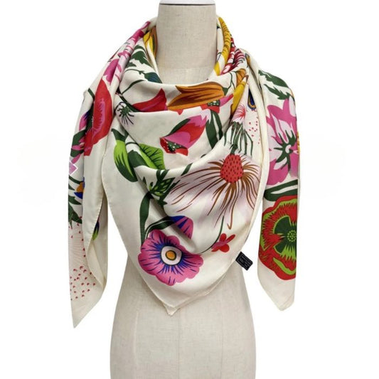 Vibrant Wildflower Print Square Scarf