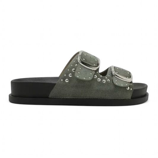 Khaki Suede Effect Footbed Sandal