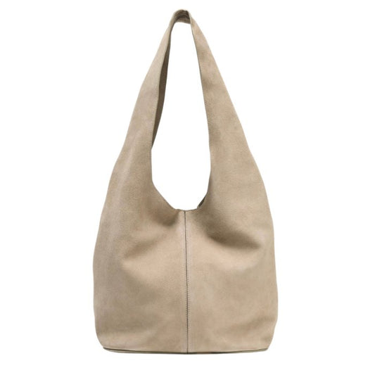 Taupe Suede Hobo Bag