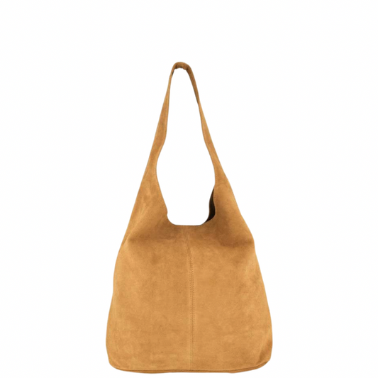 Camel Suede Hobo Bag